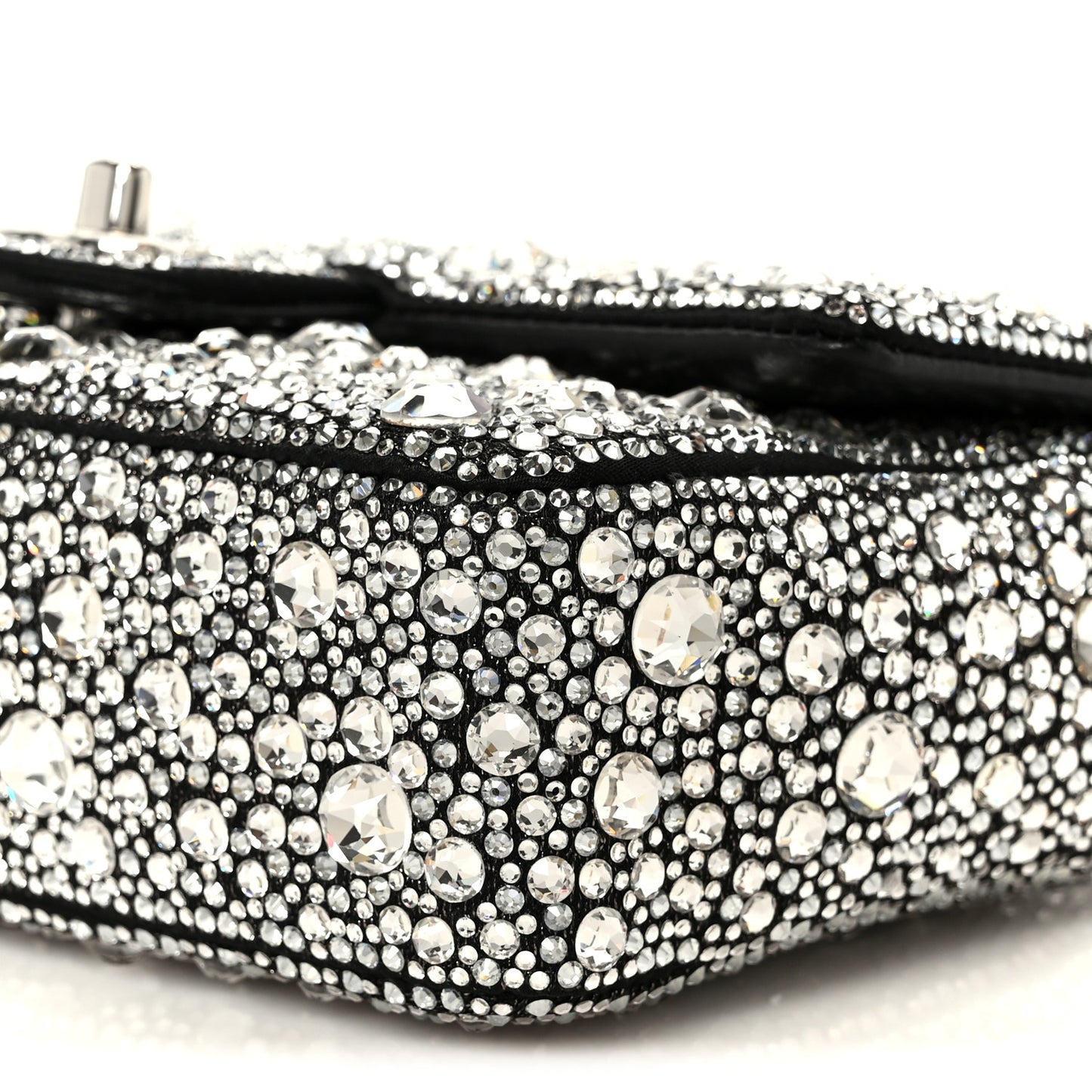 Satin Strass Mini Flap Silvery Black