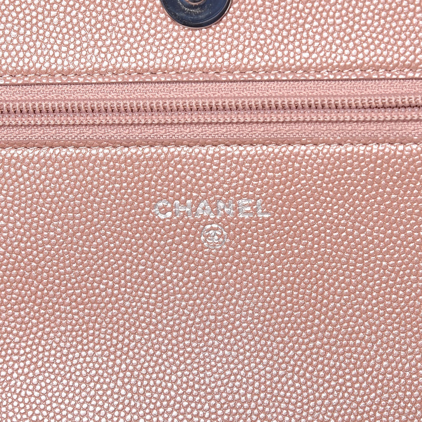 Metallic Caviar Chevron Quilted Vintage Mademoiselle Wallet On Chain WOC Pink