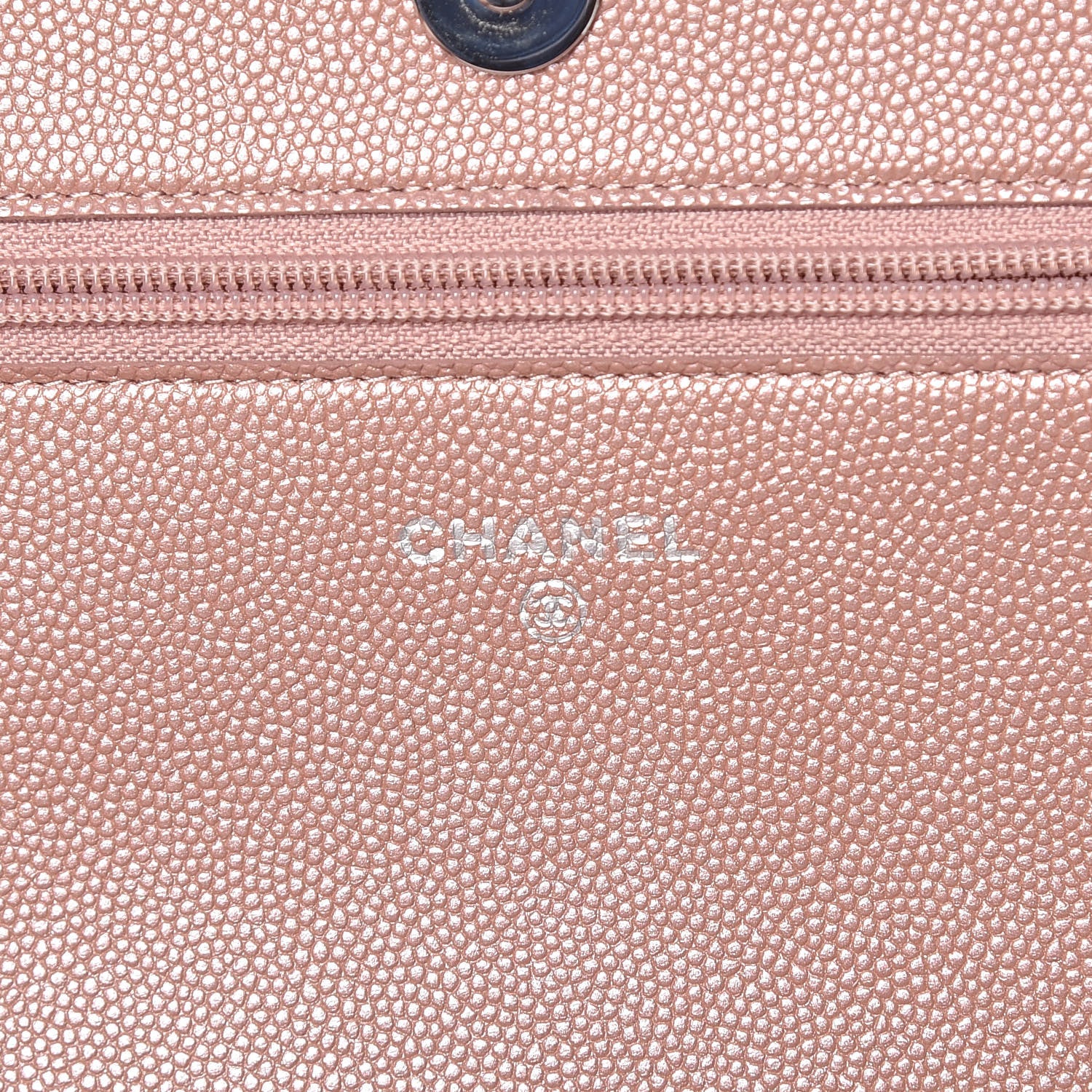 Chanel Metallic Caviar Chevron Quilted Vintage Mademoiselle Wallet On Chain WOC Pink 6 of 11