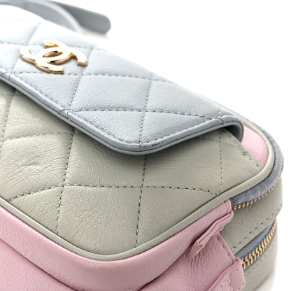 Chanel Goatskin Quilted Waist Bag Green Blue Pink 14 of 18