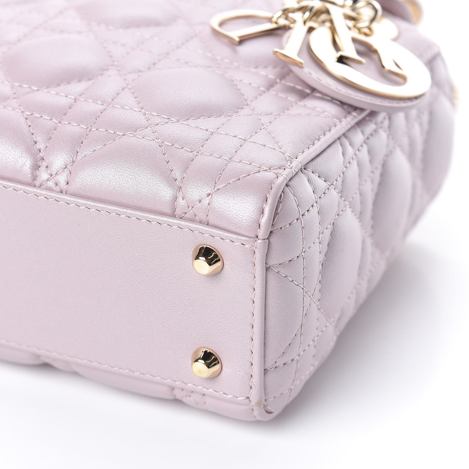 Christian Dior Metallic Lambskin Cannage Mini Lady Dior Lotus 6 of 11