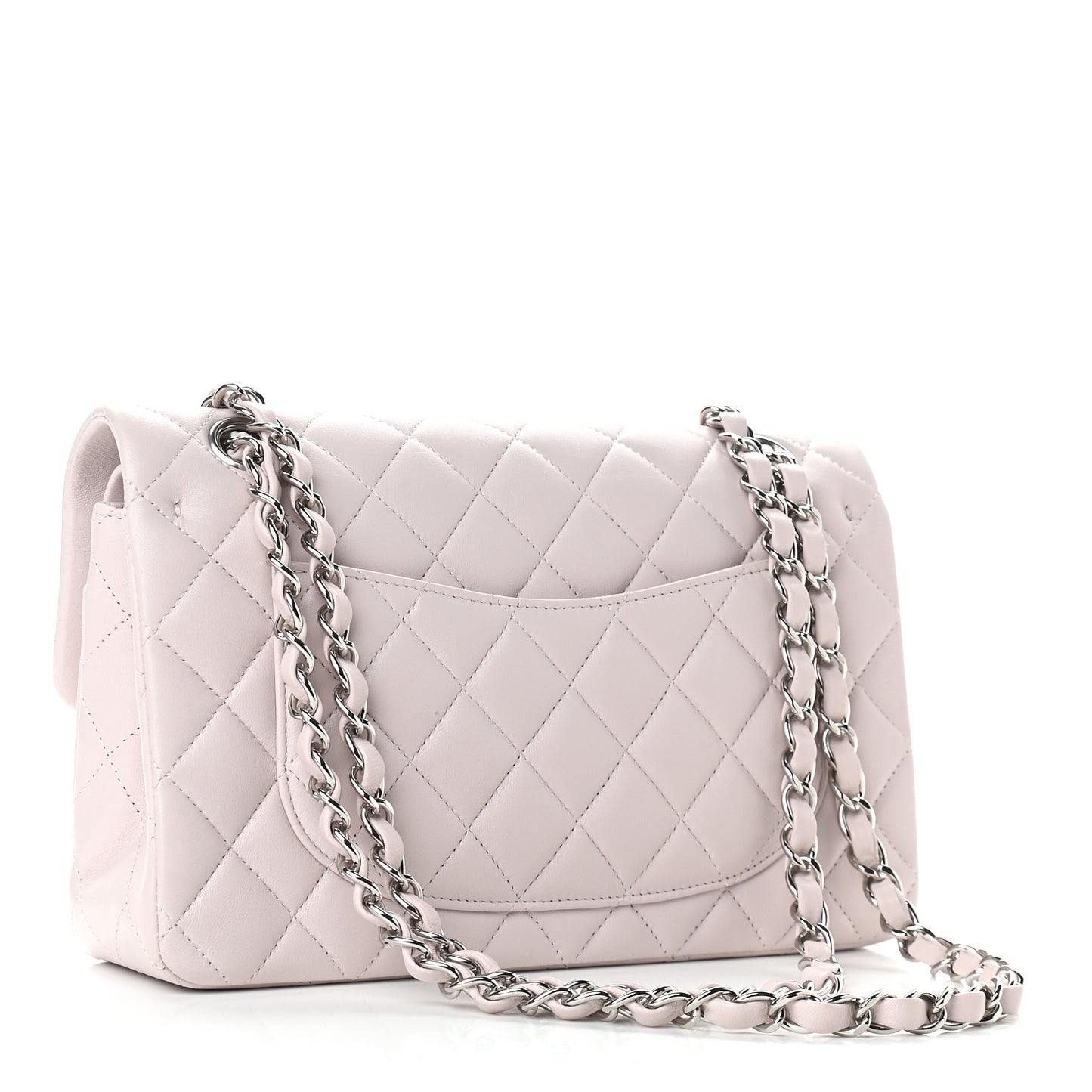 Lambskin Quilted Small Double Flap Light Purple