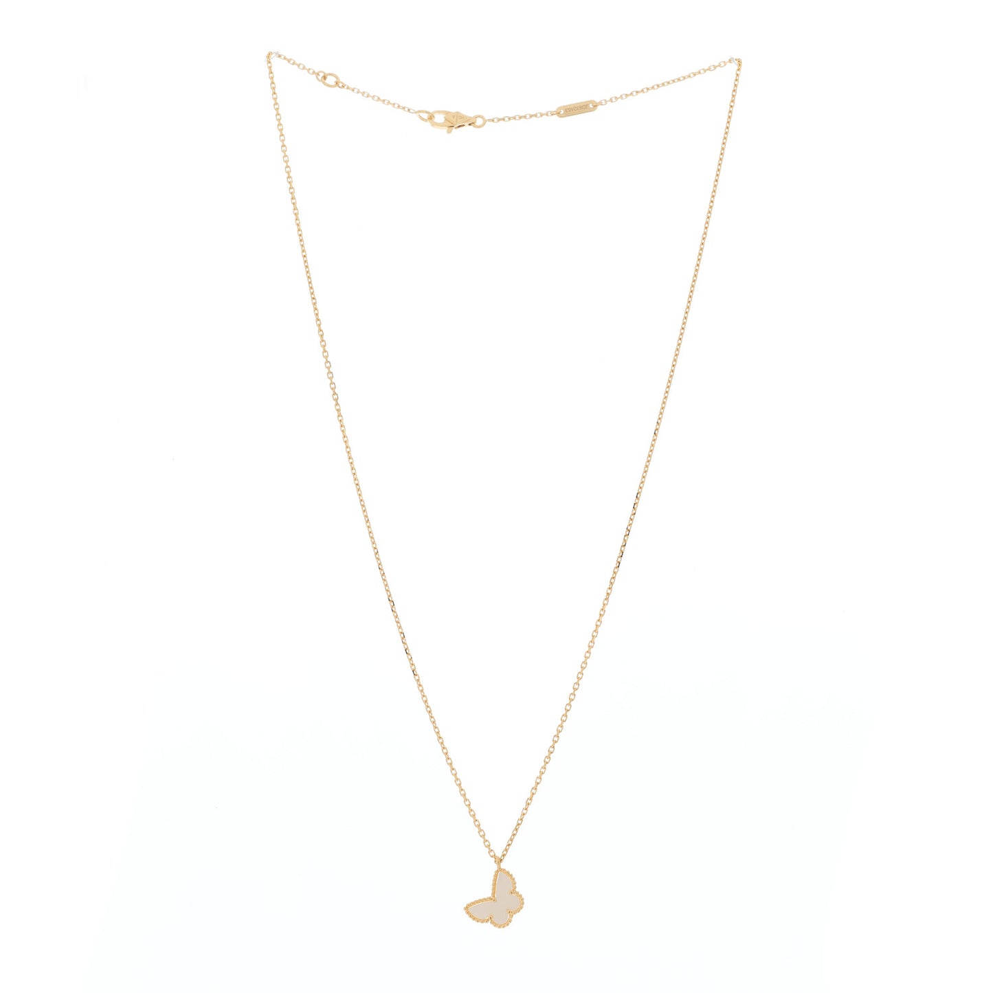 18K Yellow Gold Mother of Pearl Sweet Alhambra Butterfly Pendant Necklace