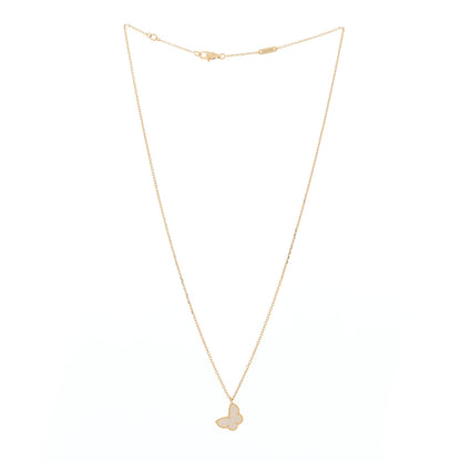 Van Cleef & Arpels 18K Yellow Gold Mother of Pearl Sweet Alhambra Butterfly Pendant Necklace 2 of 7