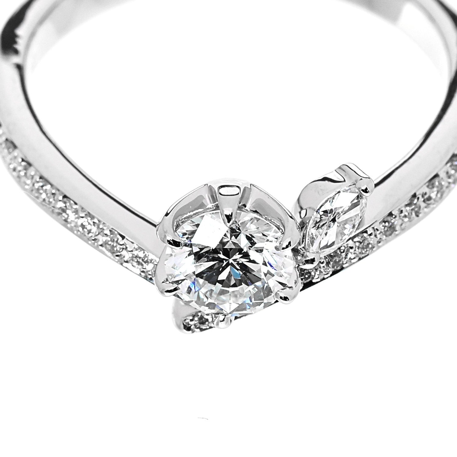 Parker & West by FASHIONPHILE Platinum Diamond .50ctw Round Marquise Cut Pave Ring  53 6.5 5 of 10