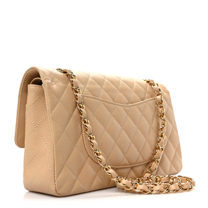 Chanel Caviar Quilted Medium Double Flap Beige 3 of 9