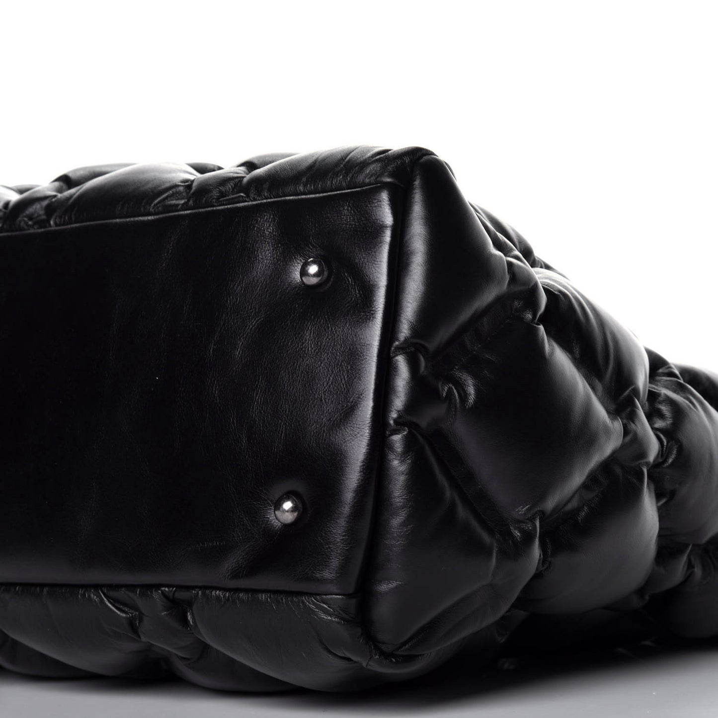 Calfskin Quilted Large Chesterfield Tote Black