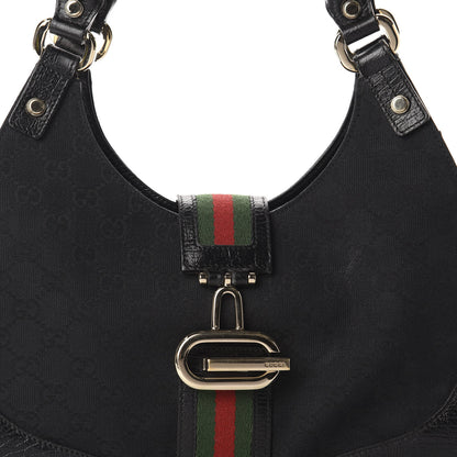 Gucci Monogram Web Junco Shoulder Bag Black 11 of 12