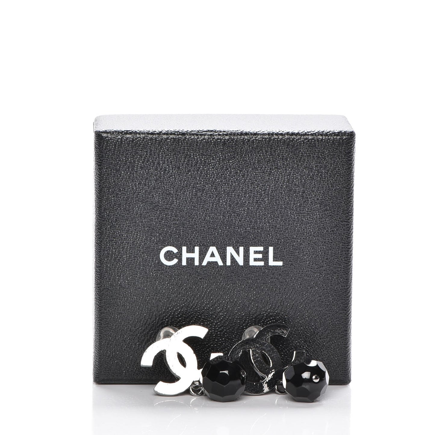 Ruthenium Bead CC Drop Earrings Black