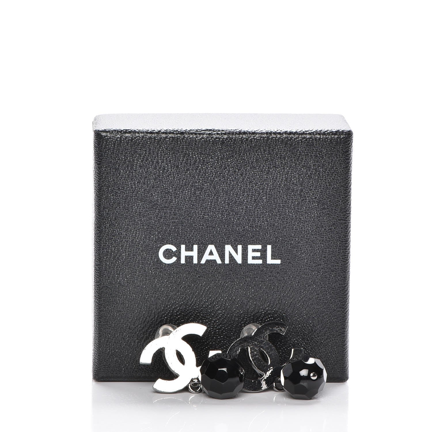 Chanel Ruthenium Bead CC Drop Earrings Black 5 of 5