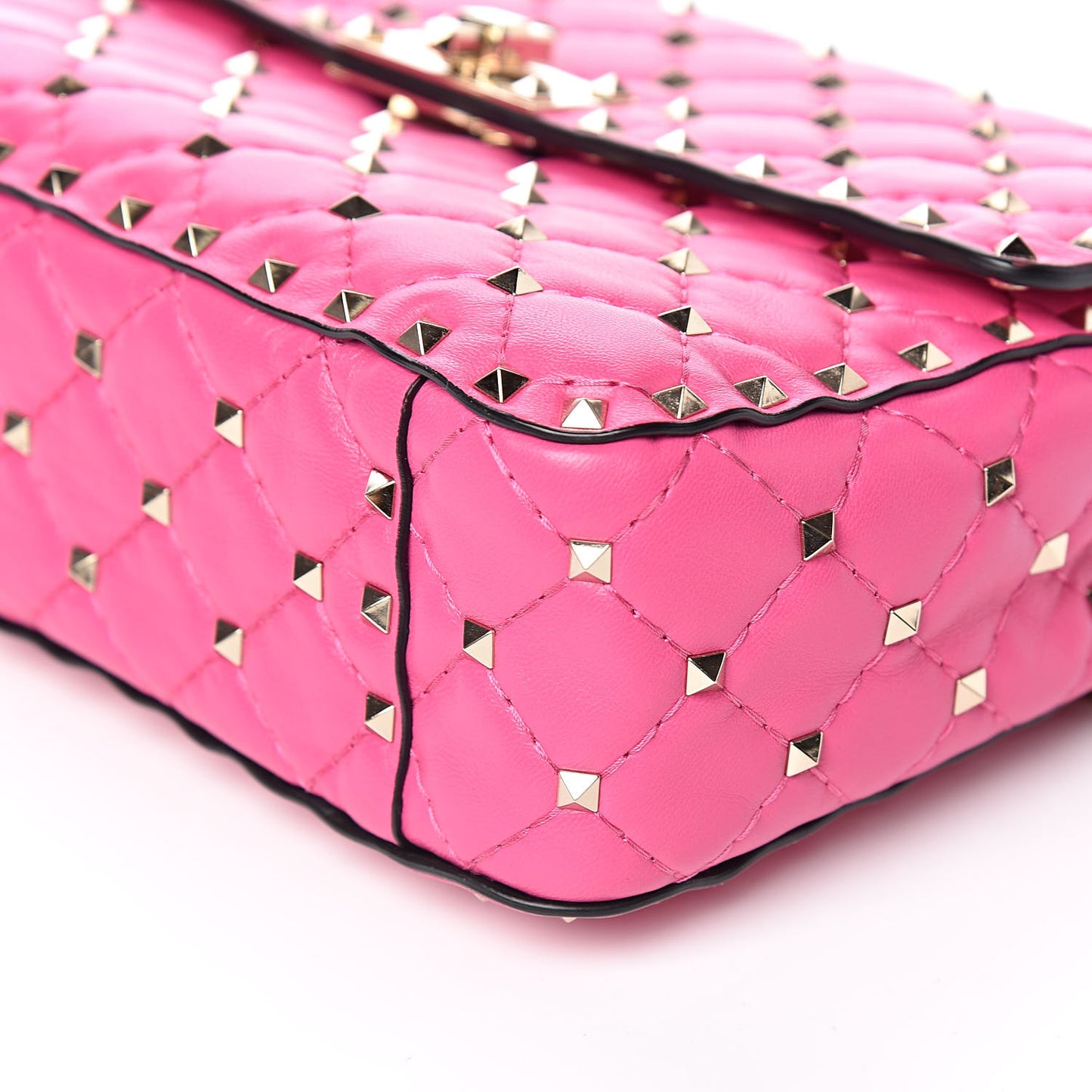 Nappa Medium Rockstud Spike Shoulder Bag Pink Orchid
