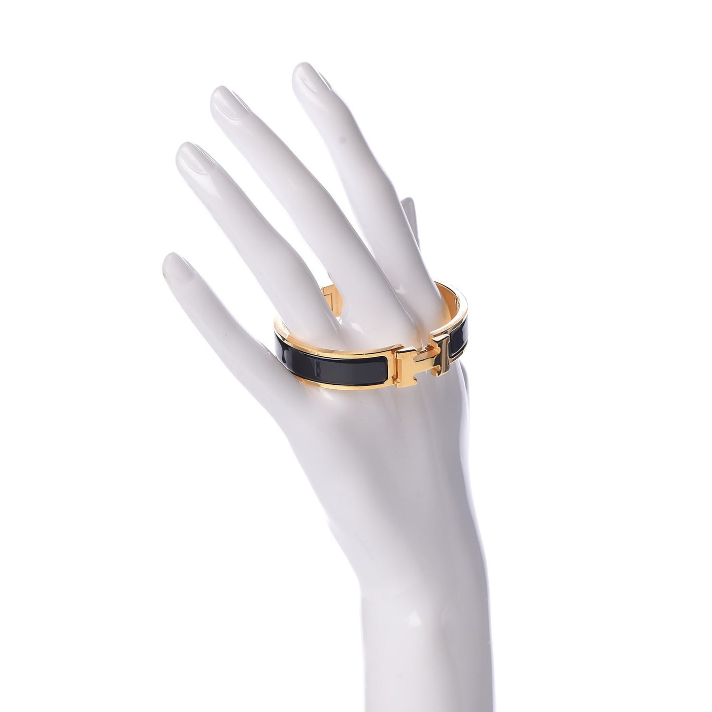 Enamel Narrow Clic Clac H Bracelet PM Black