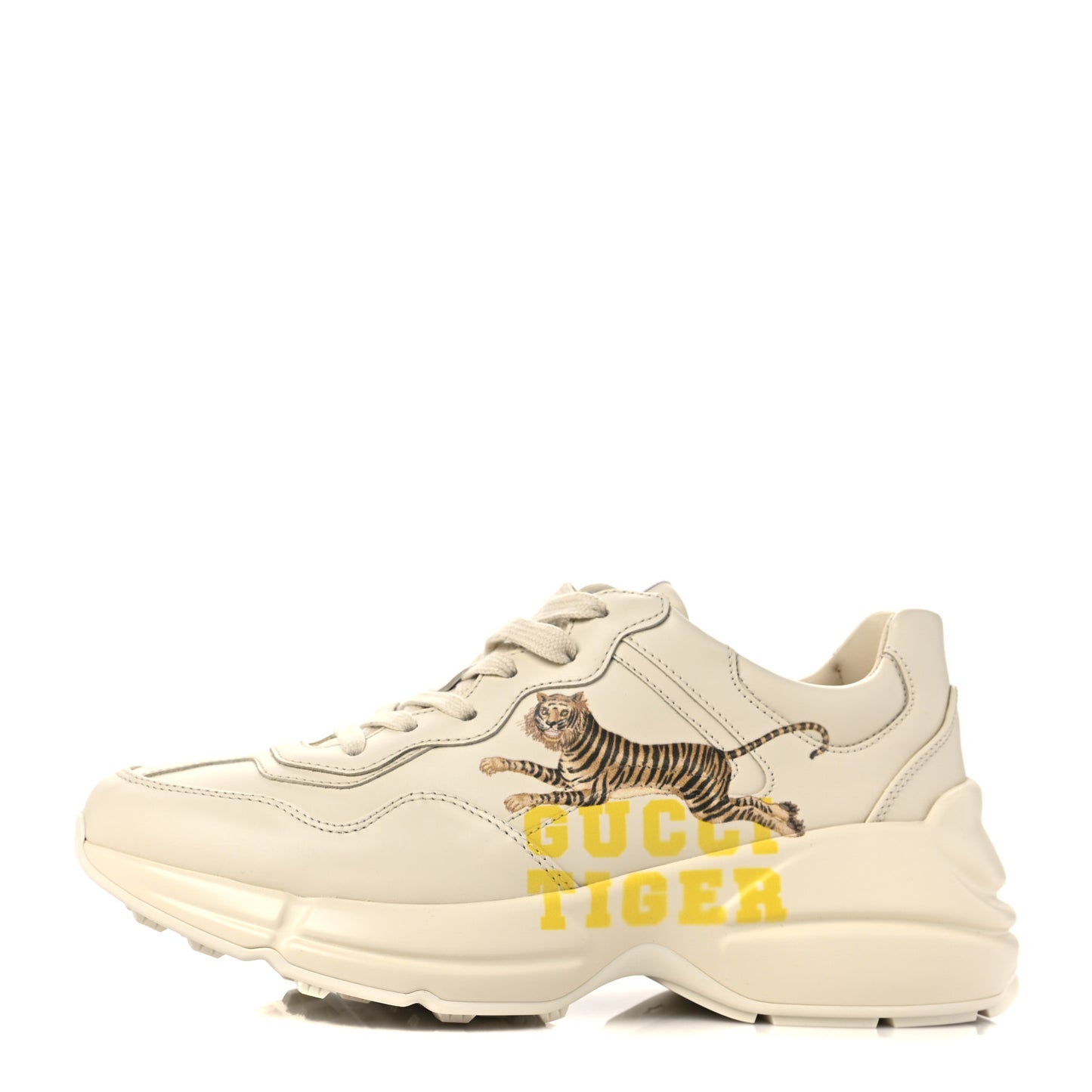 Calfskin Tiger Rhyton Sneakers 37.5 Ivory