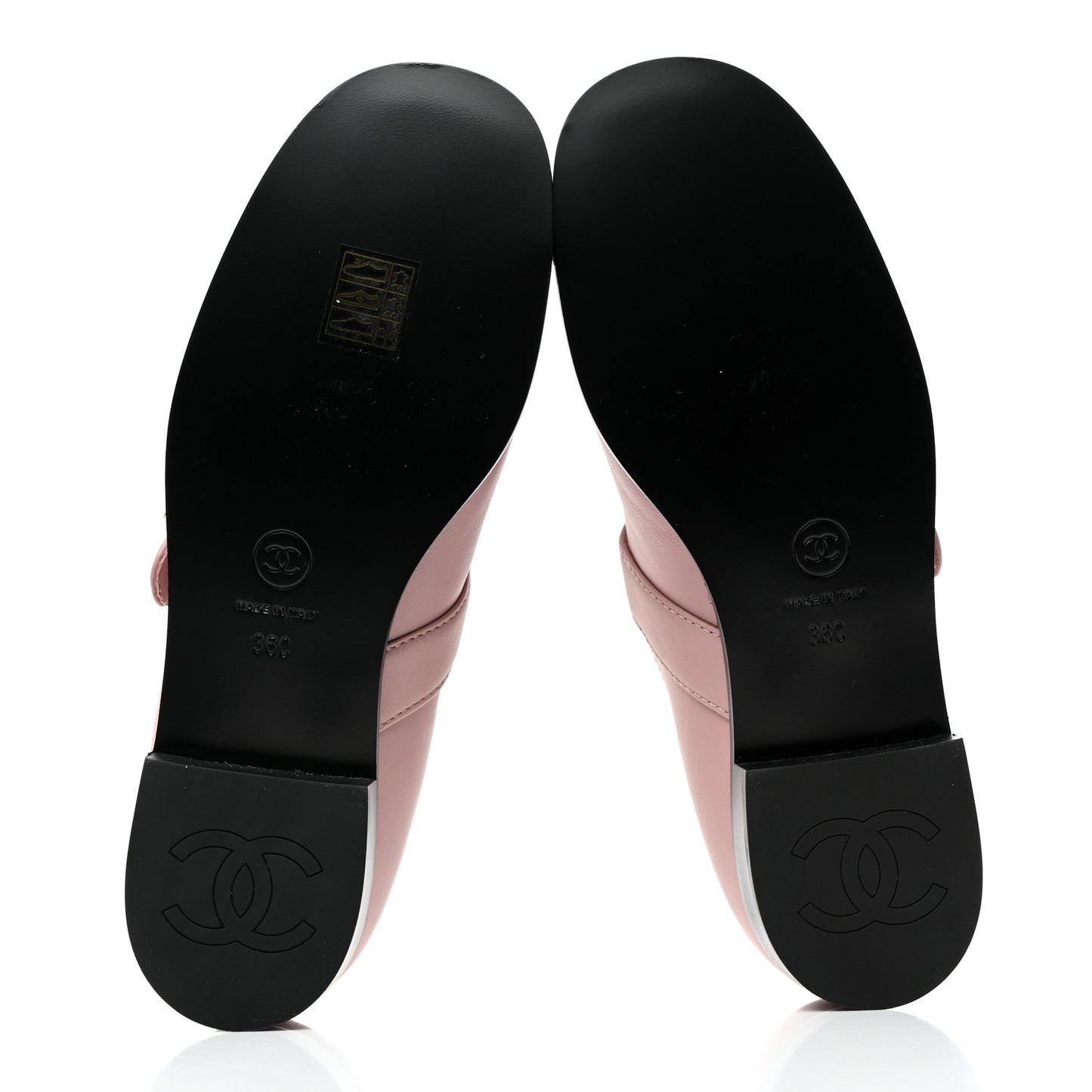 Calfskin Patent Mary Janes Flats 36 Pink Black