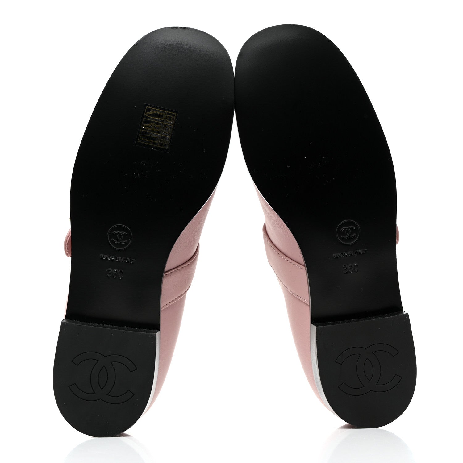 Chanel Calfskin Patent Mary Janes Flats 36 Pink Black 5 of 8