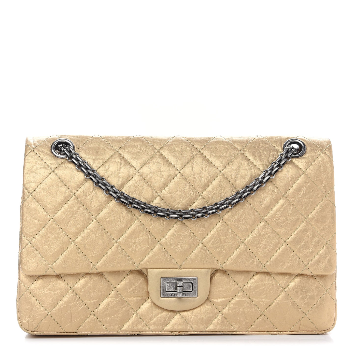 Metallic Aged Calfskin Quilted 2.55 Reissue 226 Flap Gold