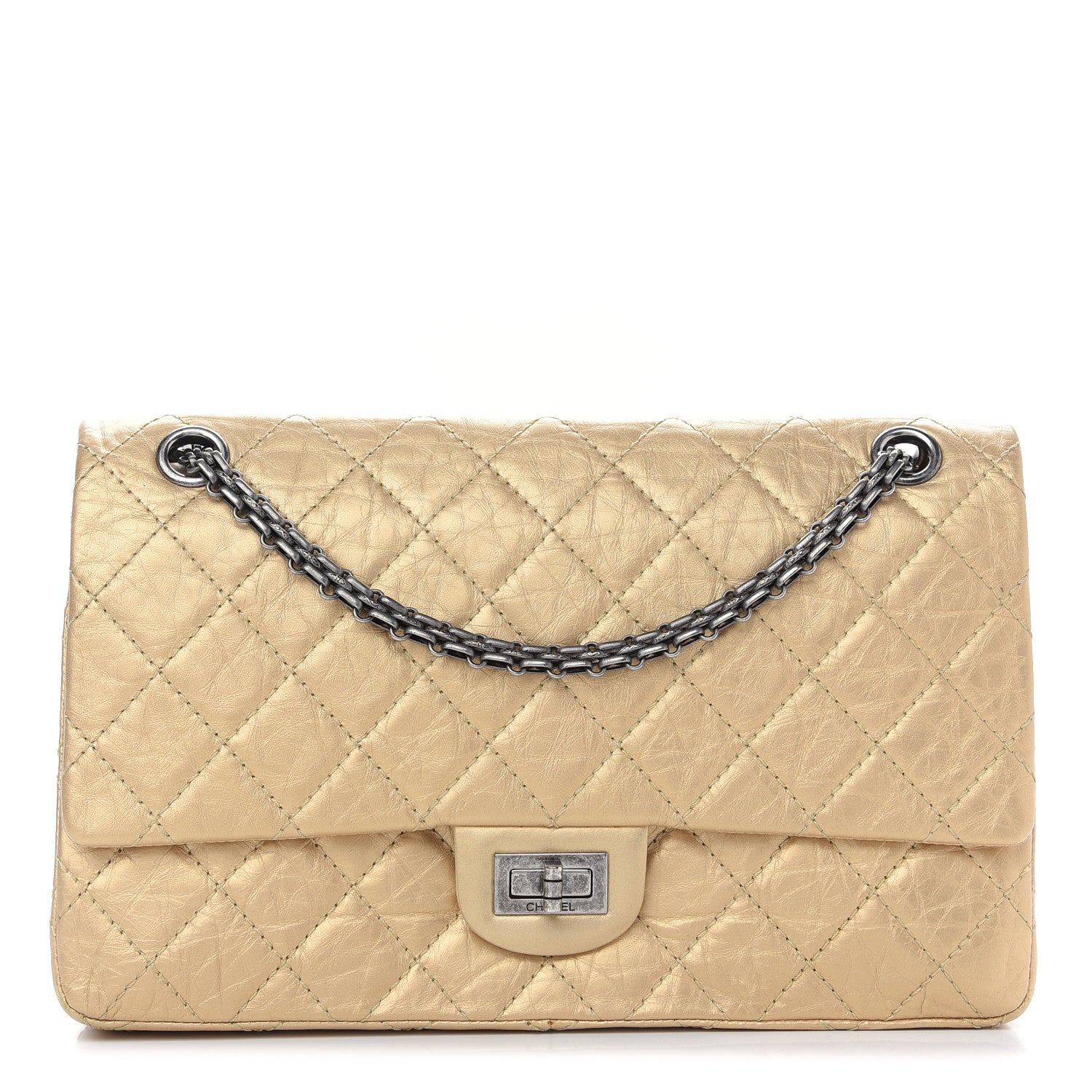 Chanel Metallic Aged Calfskin Quilted 2.55 Reissue 226 Flap Gold 1 of 11