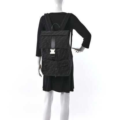 Fendi Recycled Fabric Jacquard Vitello Astro FF 1974 Medium Fendiness Backpack Asfalto Black 2 of 8