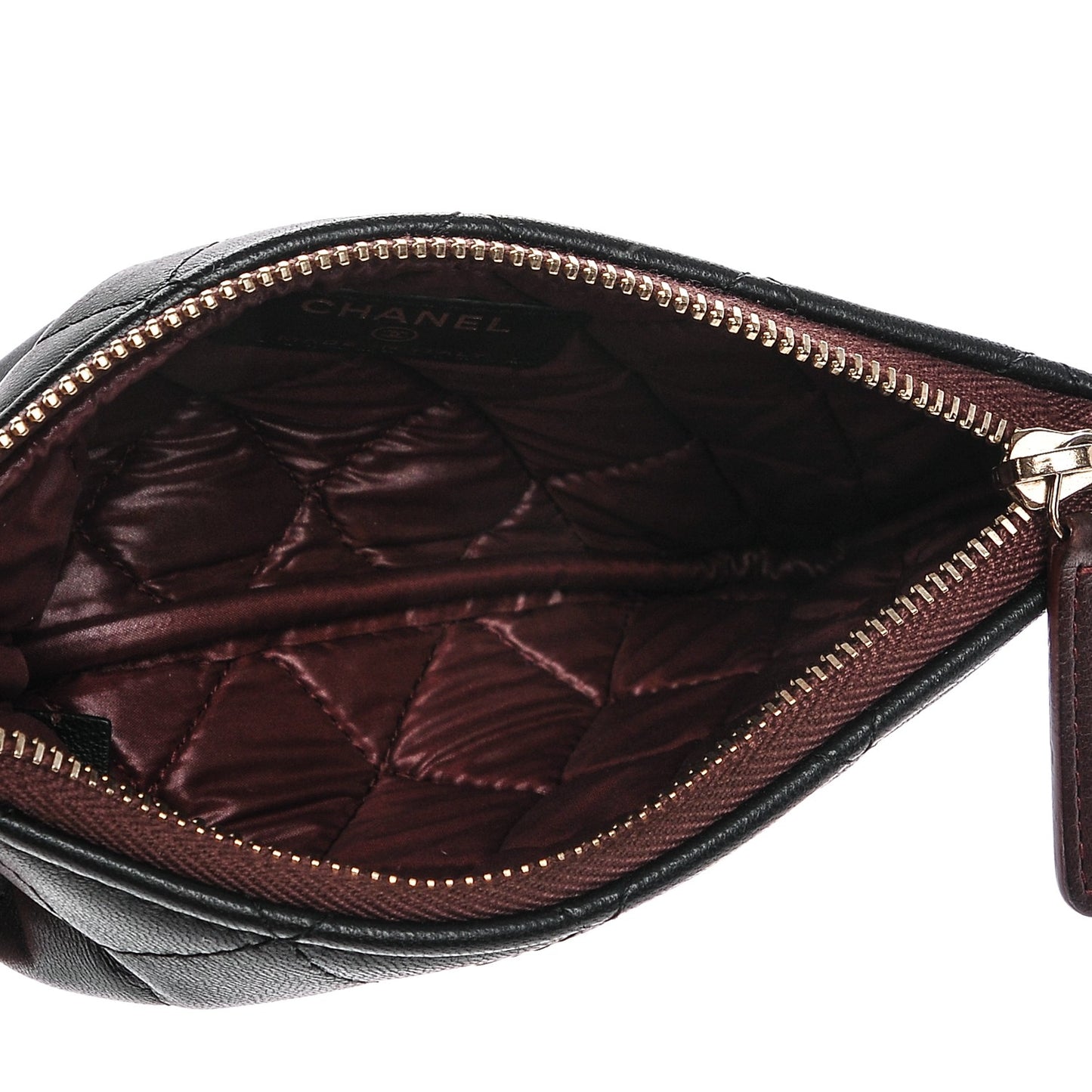 Lambskin Quilted Small Cosmetic Case Black