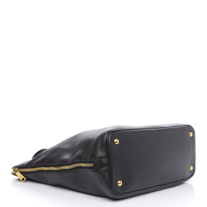 Prada Vitello Daino Side Zip Tote Black 4 of 11