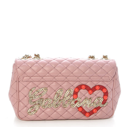 Dolce & Gabbana Lambskin Watersnake Embellished Lucia Shoulder Bag Rosa 4 of 9