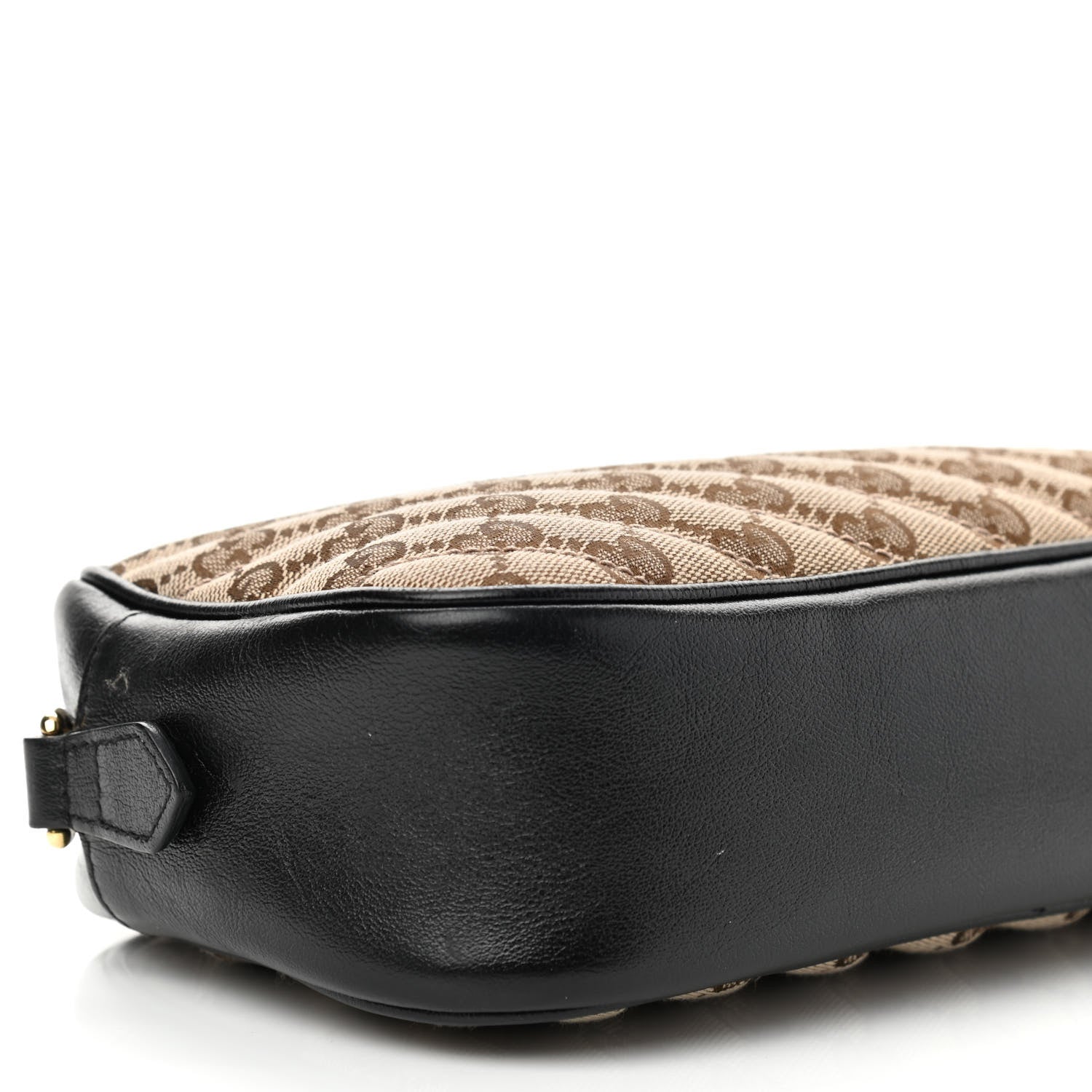 Gucci Monogram Matelasse Diagonal Small GG Marmont Chain Shoulder Bag Beige Black 7 of 9