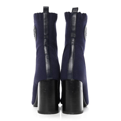 Hermes Knit Calfskin Volver Ankle Boots 40 Bleu Diplomatique 6 of 8
