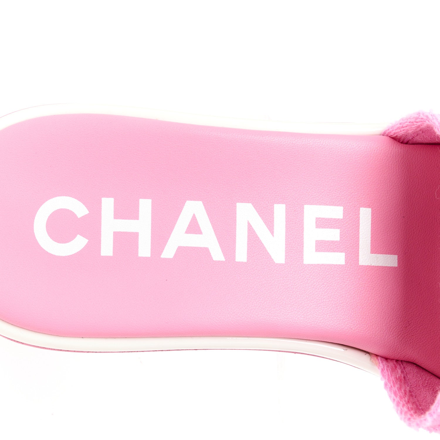 Chanel Cotton Logo Mule Sandals 36.5 Pink White 7 of 8