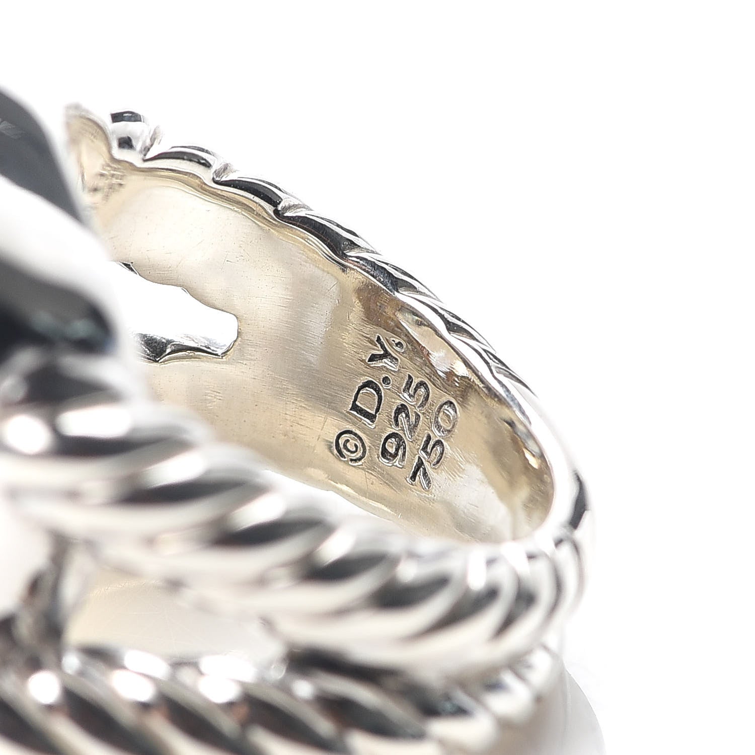 David Yurman Sterling Silver 18K Yellow Gold Diamond Champagne Citrine 17mm Albion Ring 52 6 5 of 5