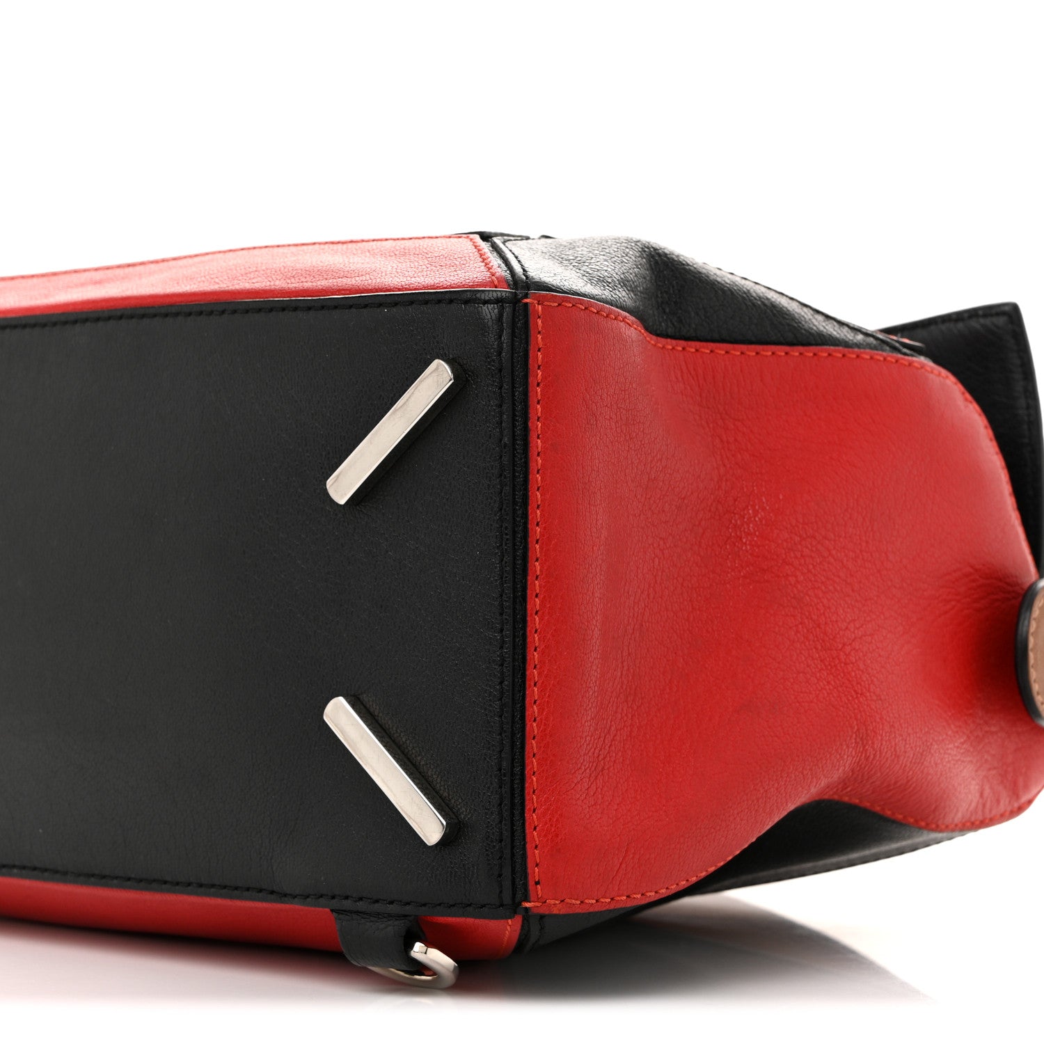 Loewe Calfskin Colorblock Medium Puzzle Bag Tan Red Black 10 of 19