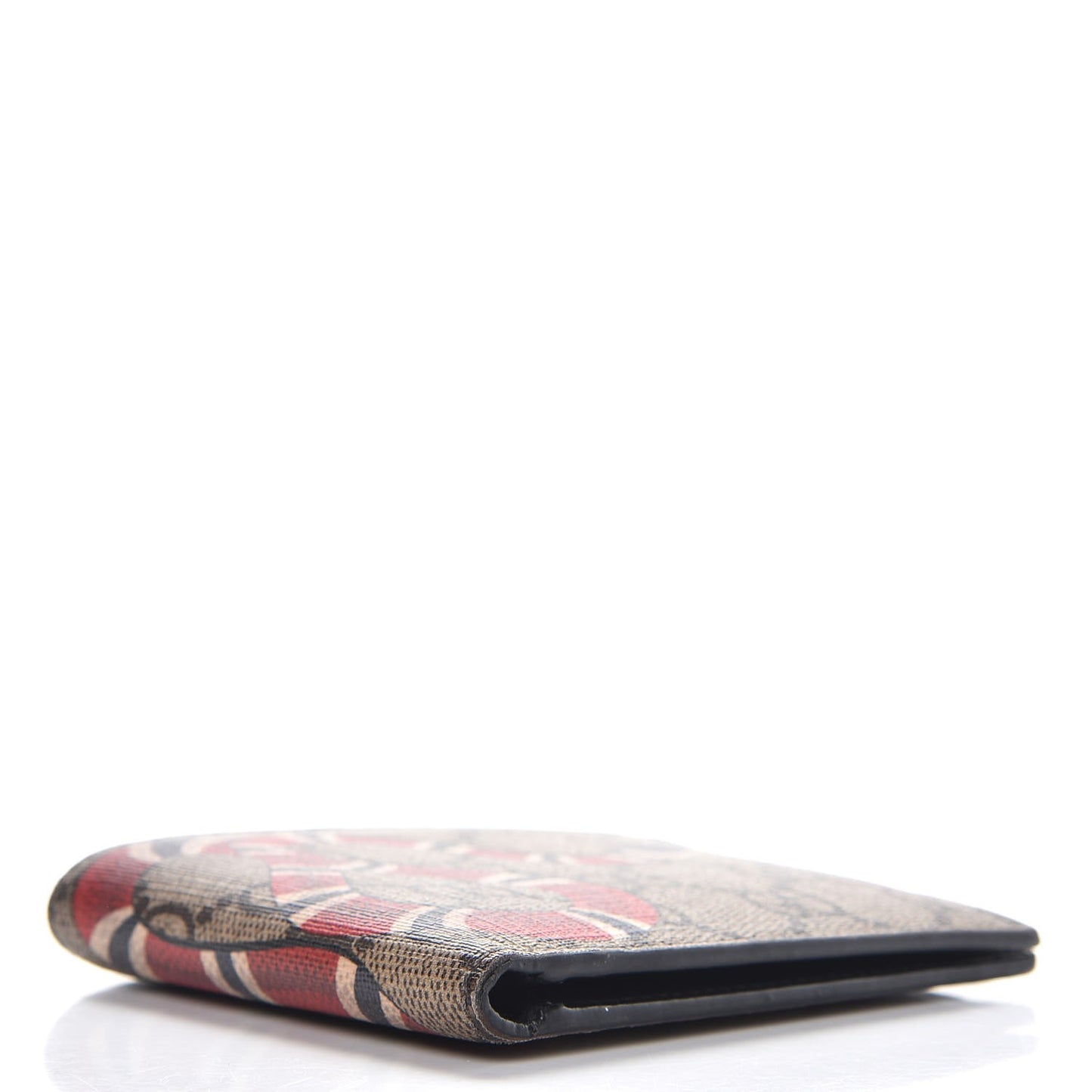 GG Supreme Monogram Selleria Calfskin Kingsnake Nice Bi-Fold Wallet Beige Ebony Multicolor Black