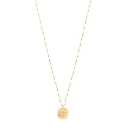 Tiffany 18K Yellow Gold Notes Letter Y Disc Charm Pendant Necklace 1 of 5