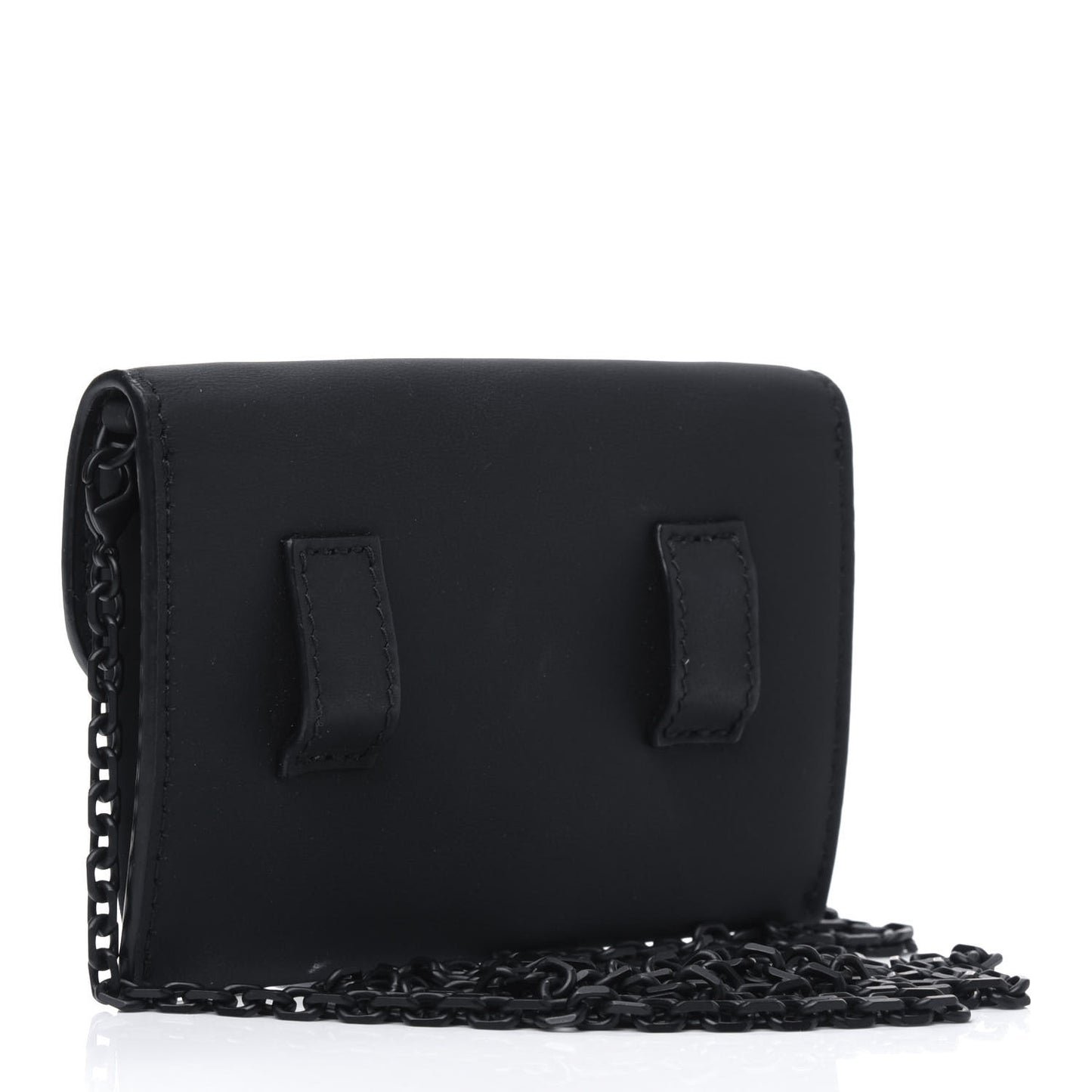 Ultra Matte Calfskin Nano Saddle Chain Pouch Black