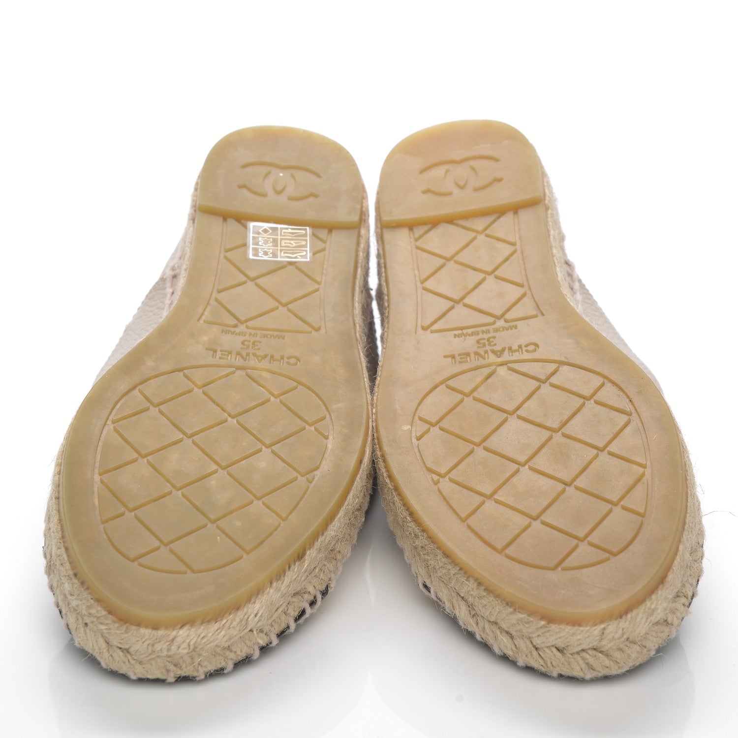 Chanel Grained Calfskin CC Espadrilles 35 Beige Black 6 of 8
