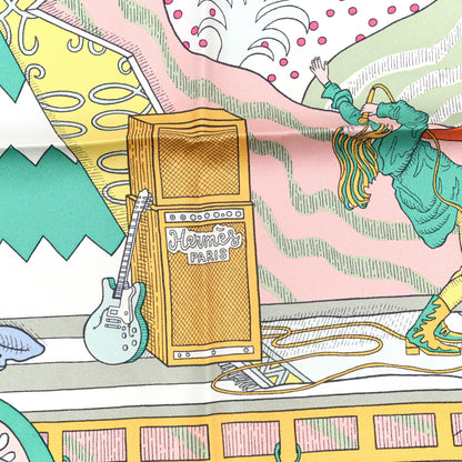 Hermes Silk Le Premier Chant Scarf 90 Abricot Ciel Vert 2 of 5
