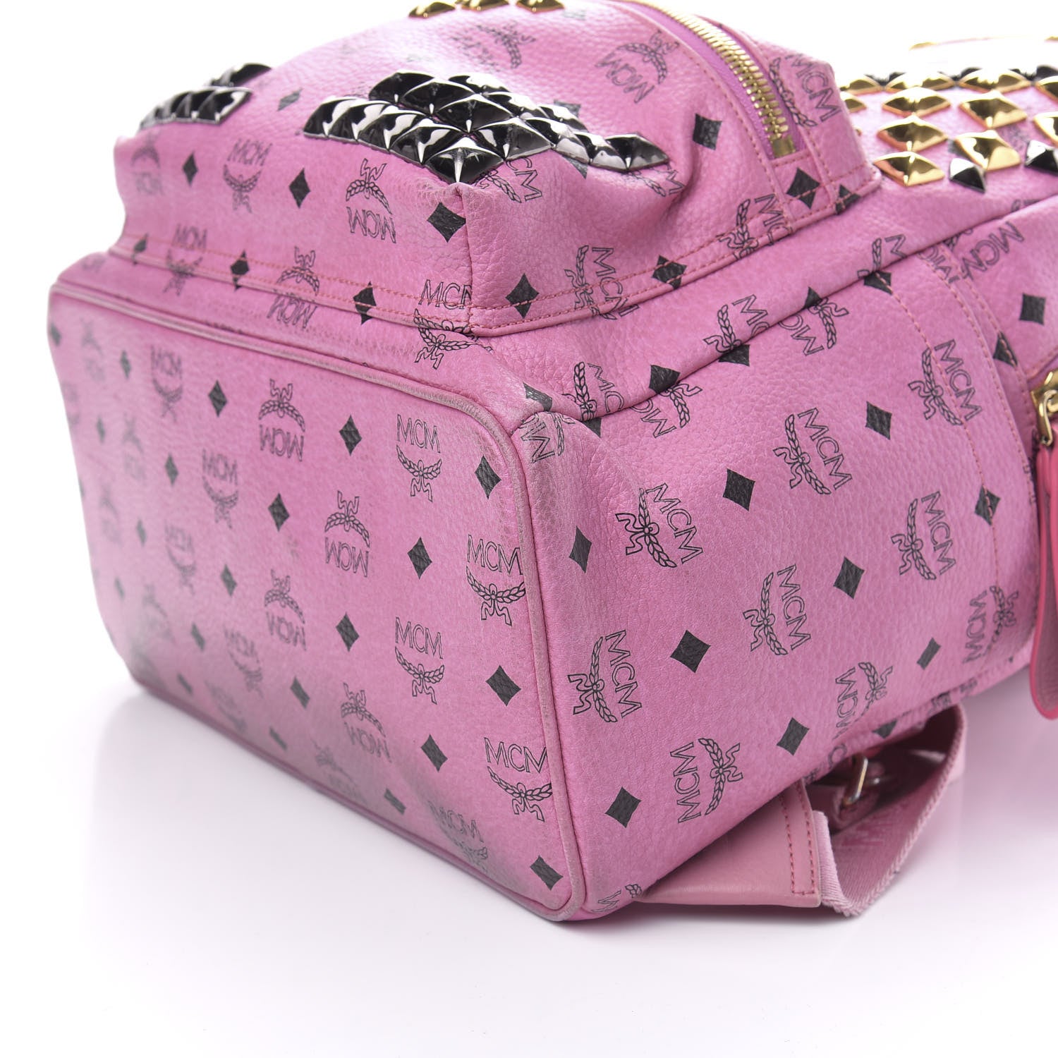 MCM Visetos Studded Medium Stark M Backpack Pink 9 of 11
