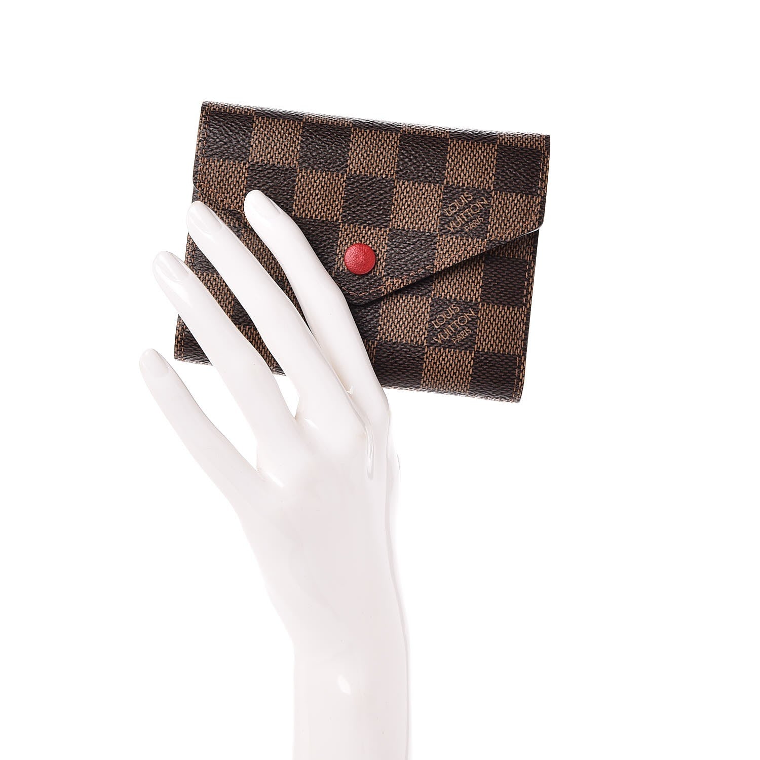 Louis Vuitton Damier Ebene Victorine Wallet Red 2 of 8