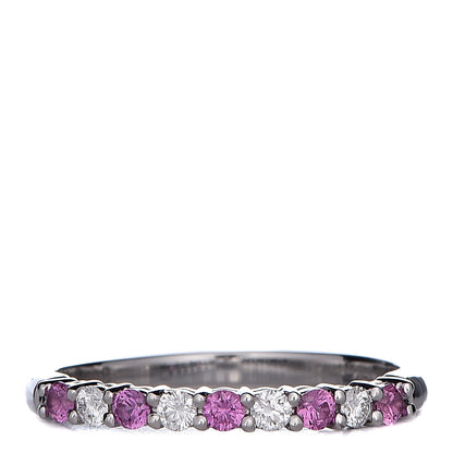 Tiffany Platinum Diamond Pink Sapphire 2.2mm Embrace Half Circle Ring 53 6.5 1 of 7