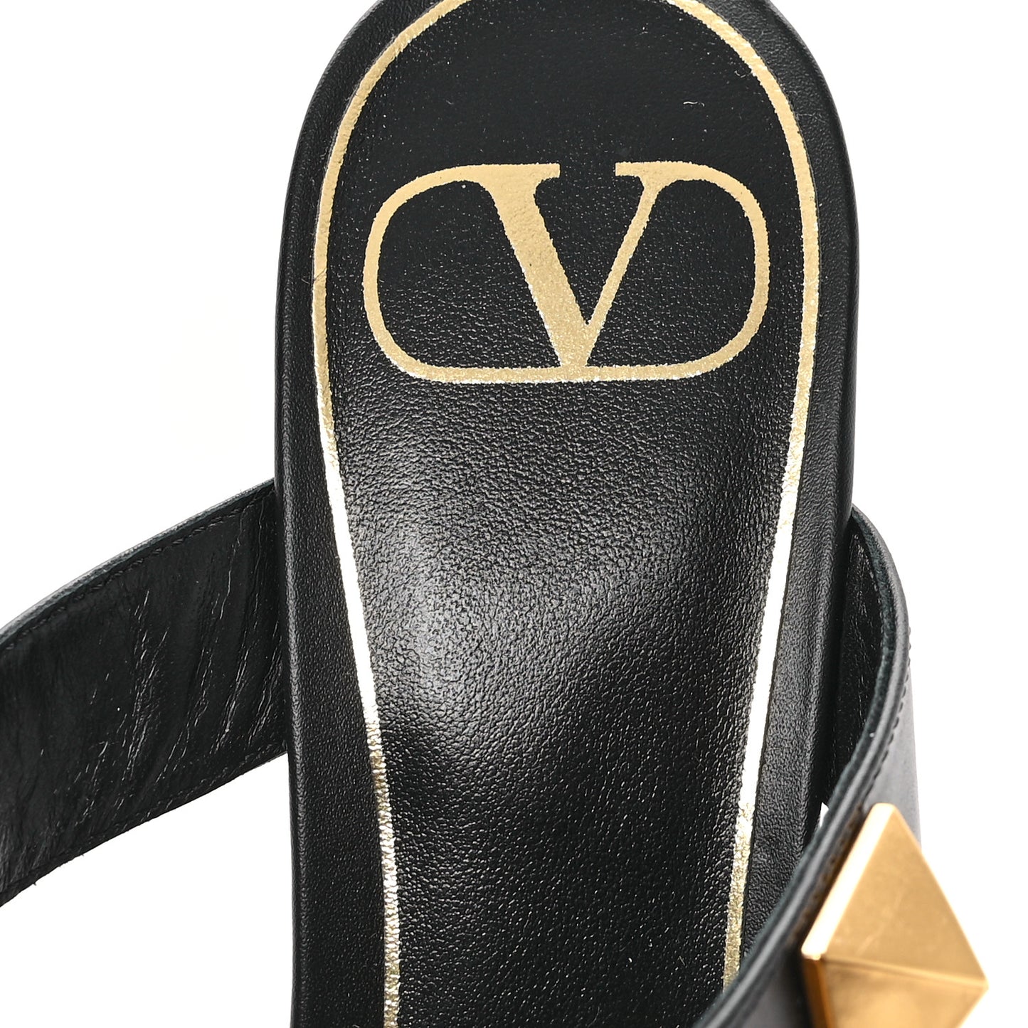 Calfskin Roman Stud Ankle Strap 40mm Pumps 36.5 Black
