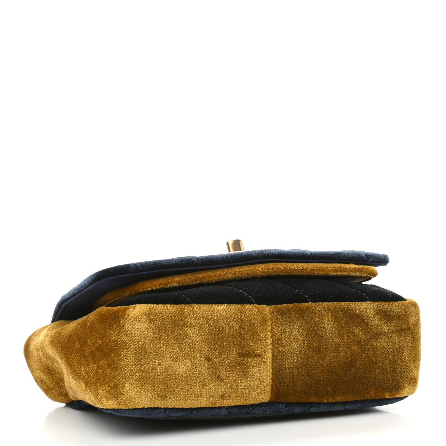 Chanel Velvet Quilted Small Camellia Flap Navy Yellow Charcoal 4 of 9