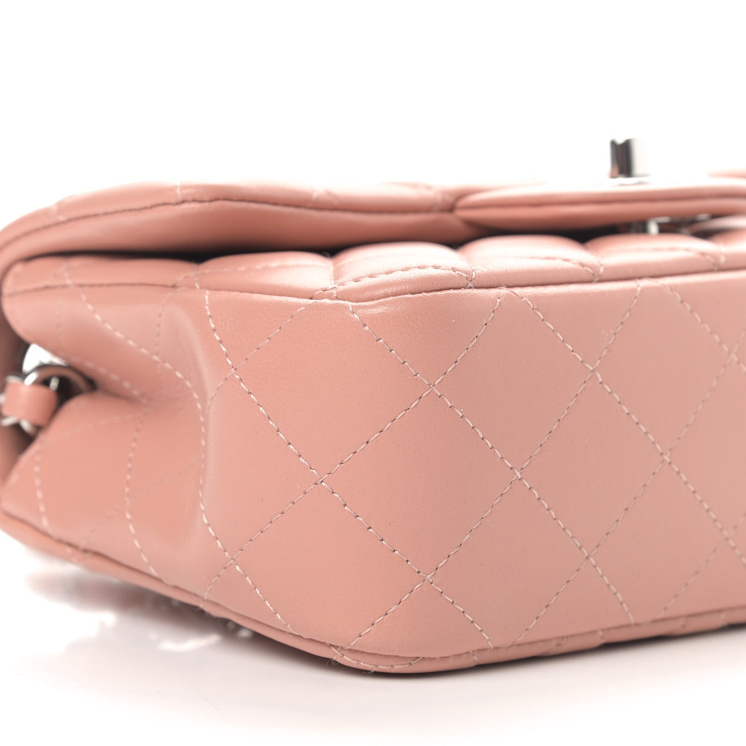 Chanel Lambskin Quilted Mini Rectangular Flap Dark Pink 8 of 10