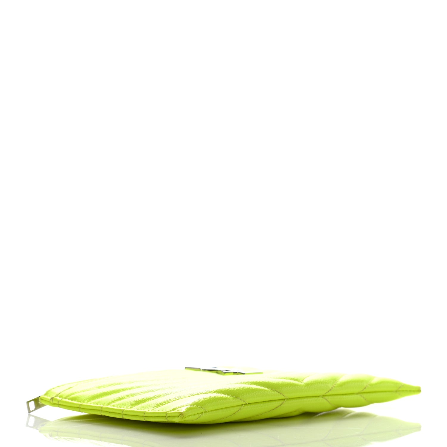 Saint Laurent Patent Grain De Poudre Matelasse Chevron Monogram Bill Pouch Neon Yellow 7 of 14