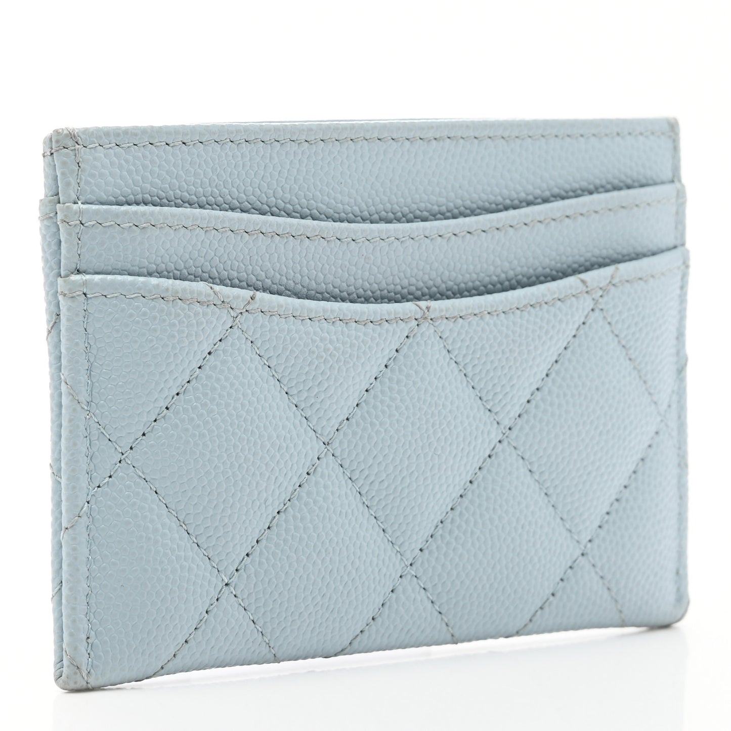 Caviar Quilted Card Holder Light Blue
