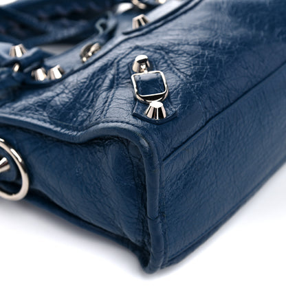 Balenciaga Agneau Classic Silver Hardware Mini City Bleu Profond 7 of 19