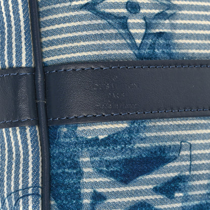 Louis Vuitton Monogram Watercolor Keepall Bandouliere 50 Hickory Stripes Denim 6 of 10