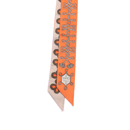 Hermes Silk Galons Et Brandebourg Twilly Orange Mastic Bronze 2 of 4
