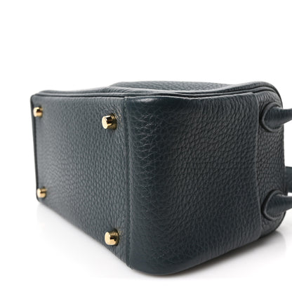 Hermes Taurillon Clemence Mini Lindy 20 Vert Cypress 10 of 11