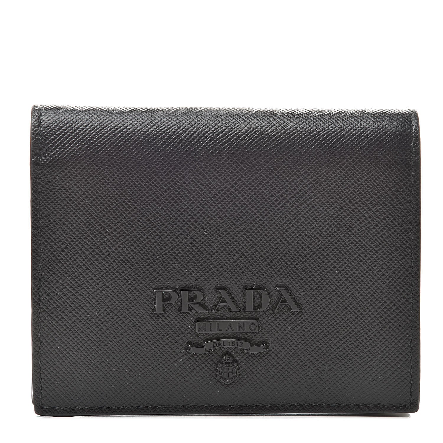 Prada Saffiano Shine Bi-Fold Wallet Black 1 of 7