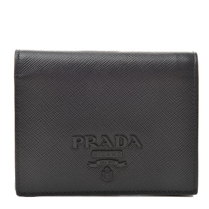 Prada Saffiano Shine Bi-Fold Wallet Black 1 of 7