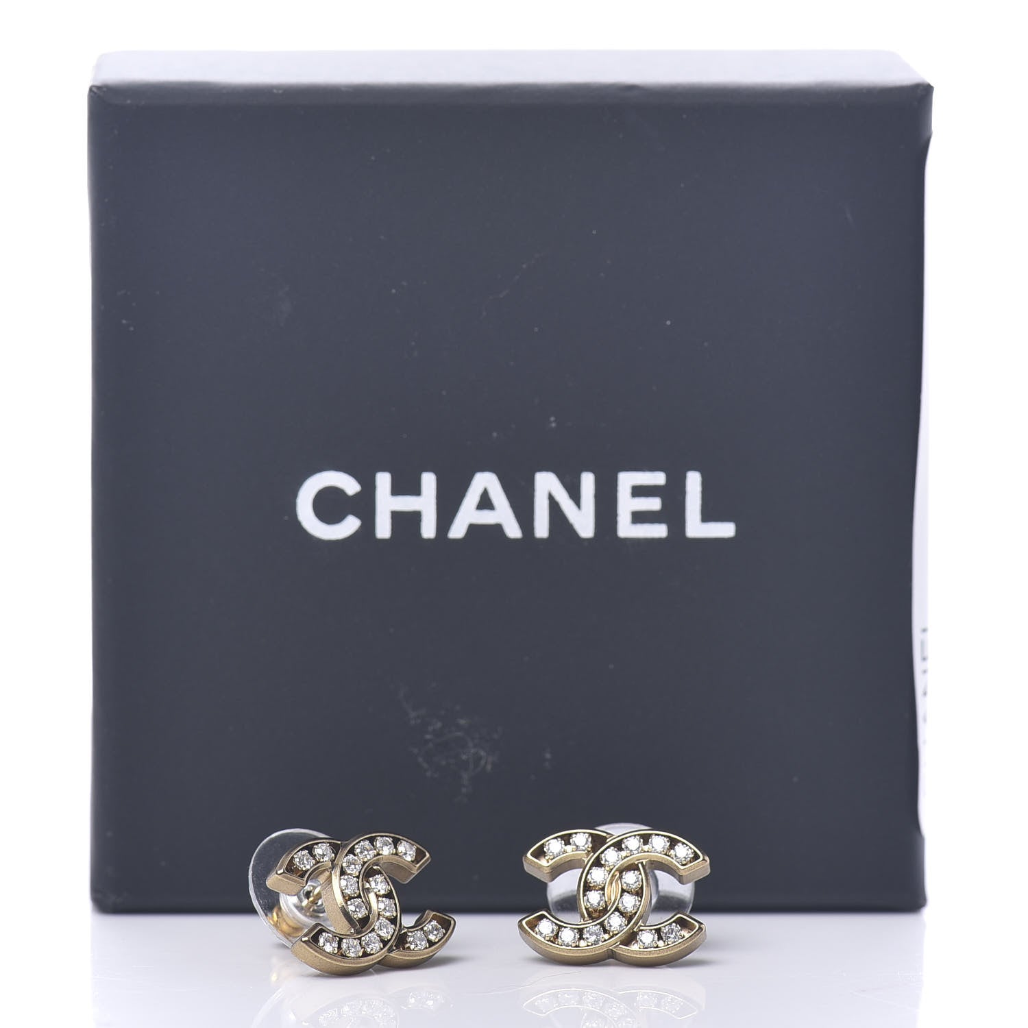 Chanel Crystal CC Earrings Gold 4 of 4